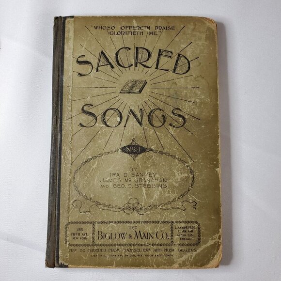 Sacred Songs No. 1 By Ira D. Sankey James McGranahan Geo. C. Stebbins 1896 Hymna - Picture 1 of 10